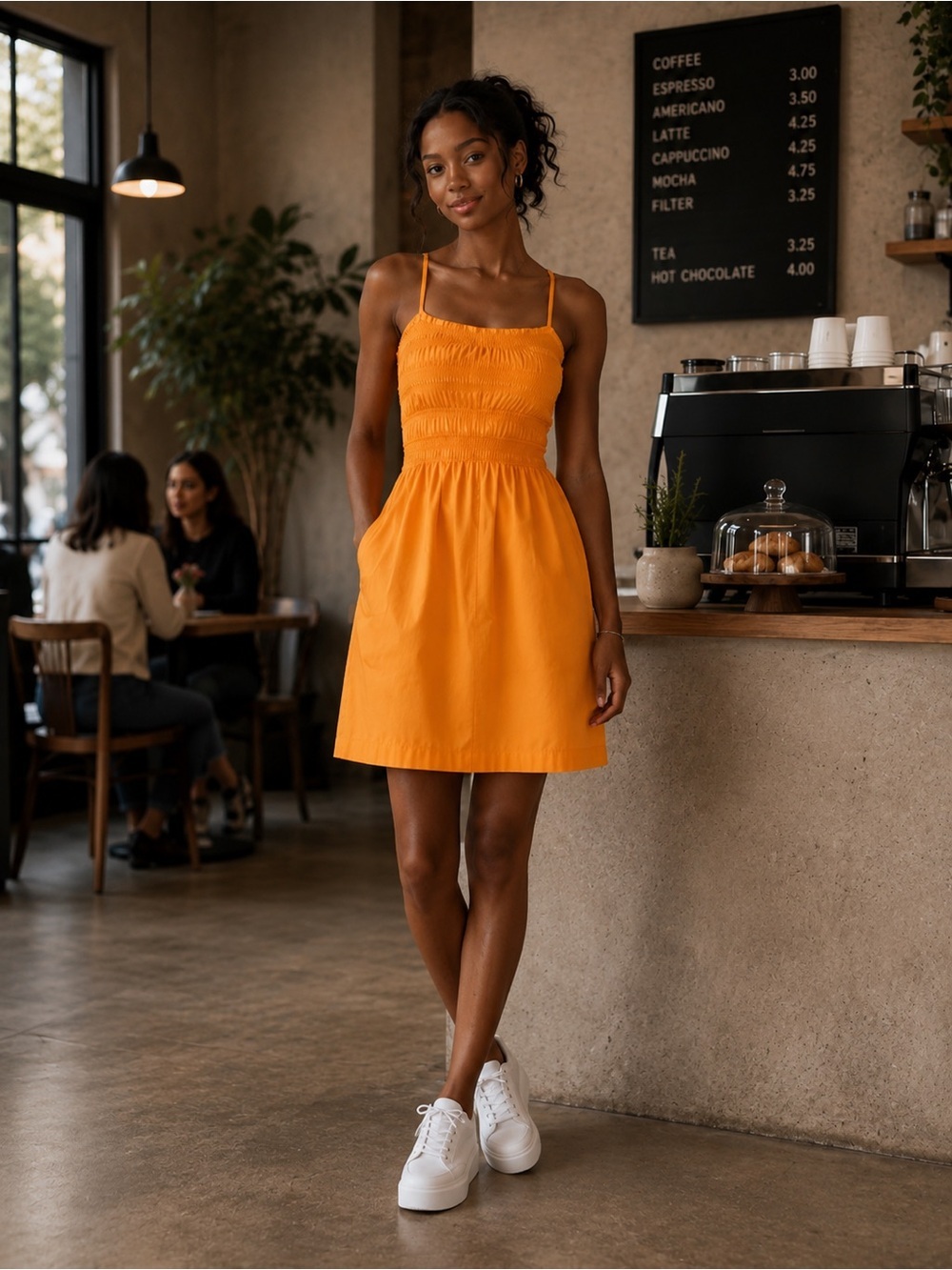 ARITZIA Wilfred Sorrell Citrico Orange Smocked Poplin Medium **Project Dress**